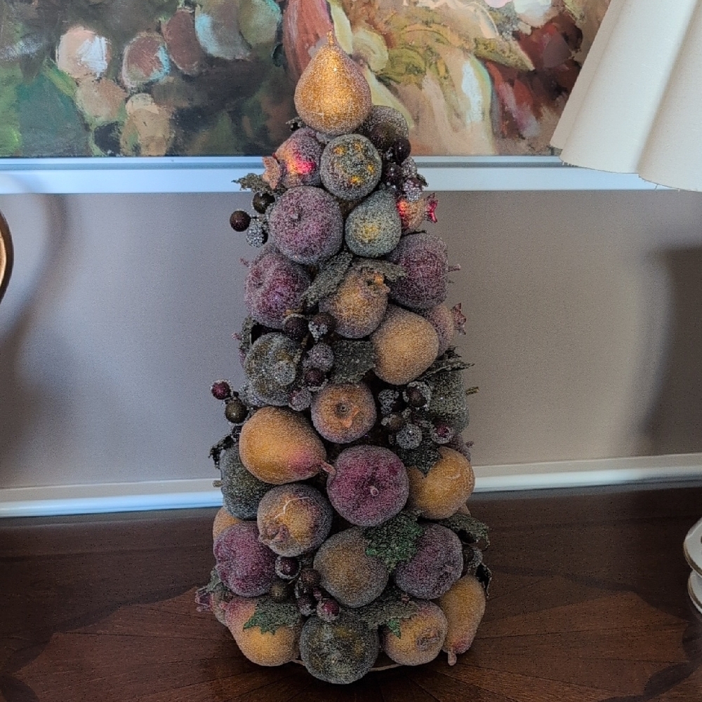 (2) Festive Fruit Cone Decor with Matching Wreath - Picture 2 of 7